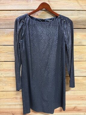 Gianni Bini Metallic Charcoal Snake Print Long-Sleeve Shift Dress, Medium